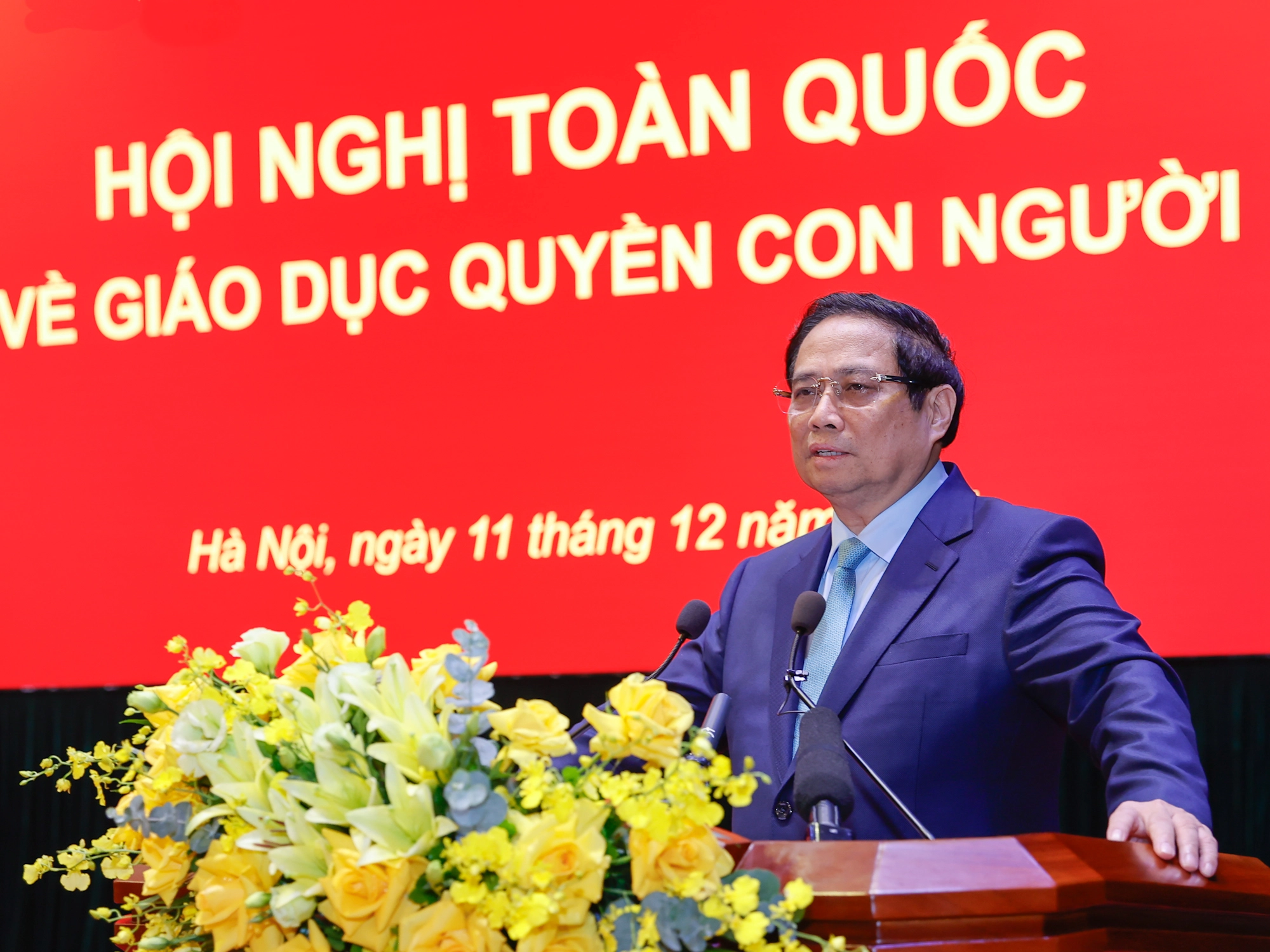 Thủ tướng Phạm Minh Chính nêu rõ, thời gian qua, việc bảo đảm quyền con người, triển khai giáo dục về quyền con người tại Việt Nam đạt nhiều kết quả quan trọng, khá toàn diện trên nhiều lĩnh vực, khía cạnh - Ảnh: VGP/Nhật Bắc