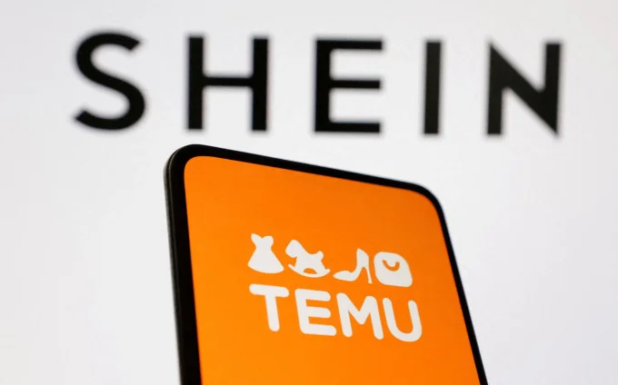 Logo Shein và Temu trên màn hình máy tính và điện thoại. Ảnh: Reuters