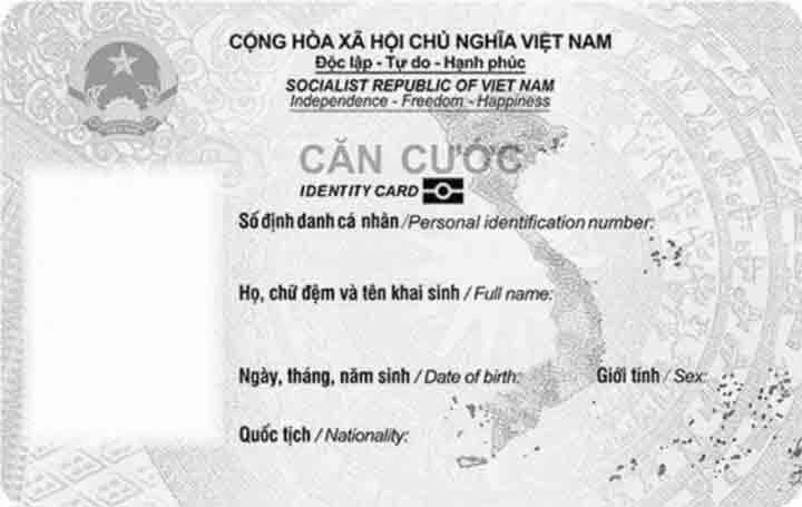 Mặt trước của thẻ căn cước cấp cho công dân từ đủ 6 tuổi trở lên từ ngày 1/7/2024.