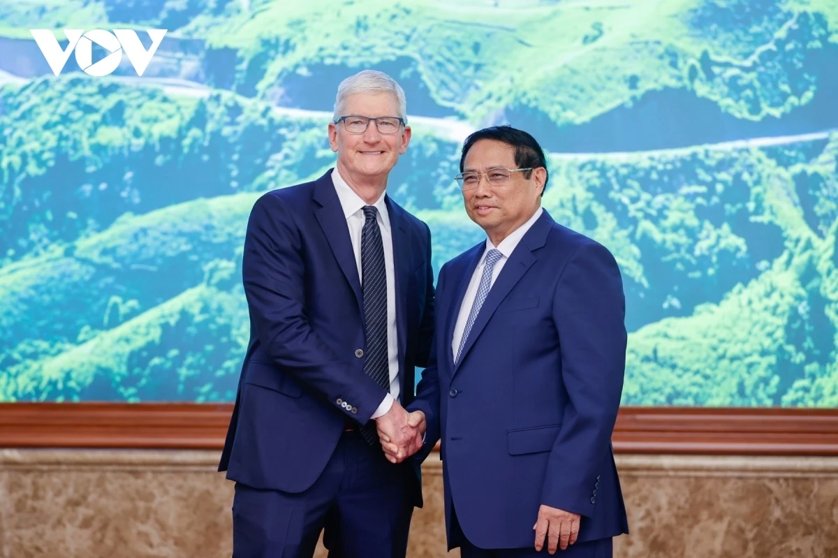  Thủ tướng Chính phủ Phạm Minh Chính tiếp Giám đốc điều hành Tập đoàn Apple (Hoa Kỳ) Tim Cook