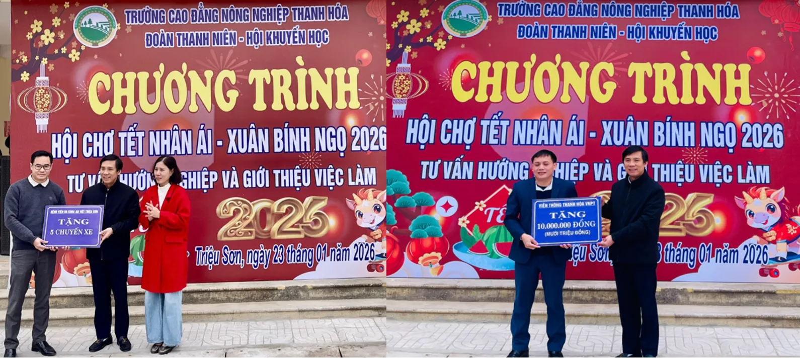 Đại diện nhà trường trao quà hỗ trợ tại Chương trình “Hội chợ Tết Nhân ái – Xuân Bính Ngọ 2026.