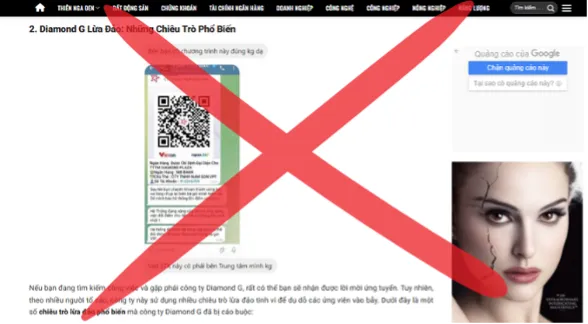 Một trang website giả mạo thương hiệu của công ty