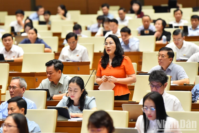 Đại biểu Nguyễn Thị Thủy (Bắc Kạn) phát biểu. (Ảnh: THỦY NGUYÊN)