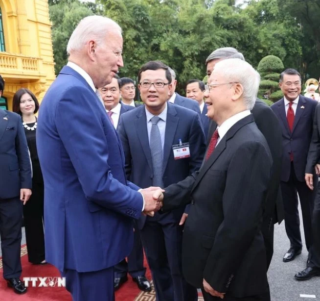 Tổng Bí thư Nguyễn Phú Trọng đón Tổng thống Hoa Kỳ Joe Biden thăm cấp Nhà nước tới Việt Nam từ ngày 10 đến 11/9/2023.