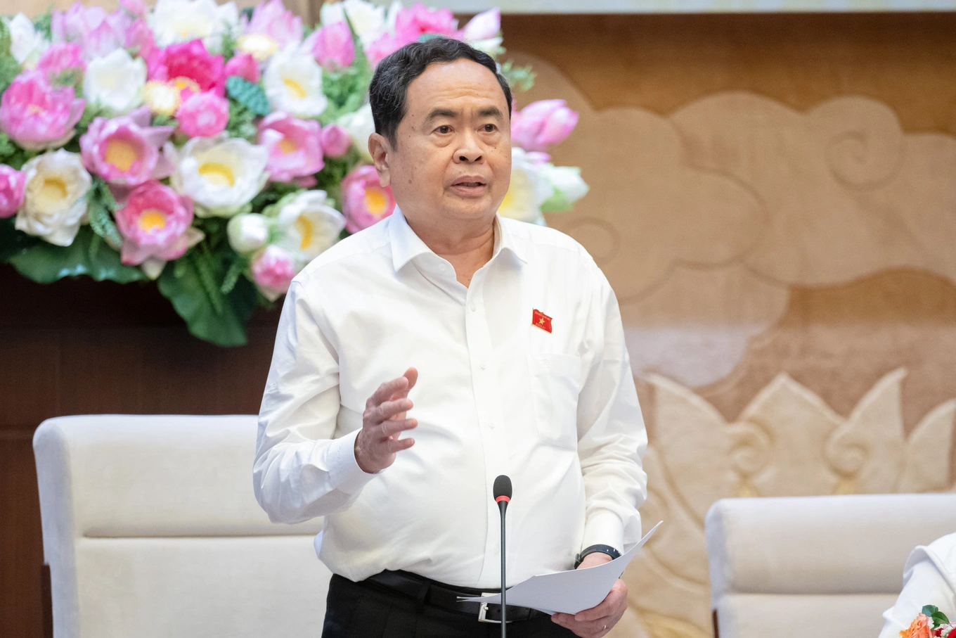 Phó Chủ tịch Thường trực Quốc hội Trần Thanh Mẫn phát biểu tại cuộc họp (Ảnh: Hồng Phong).