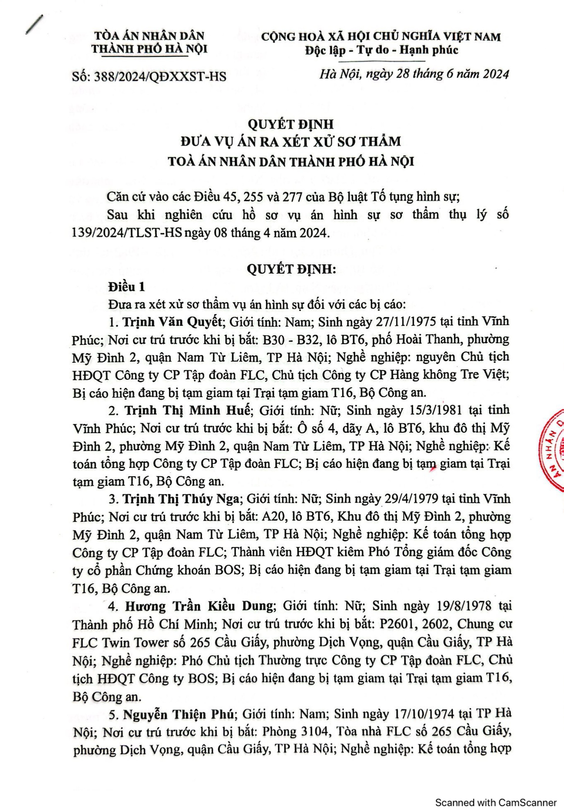 Phiên tòa xét xử Trịnh Văn Quyết