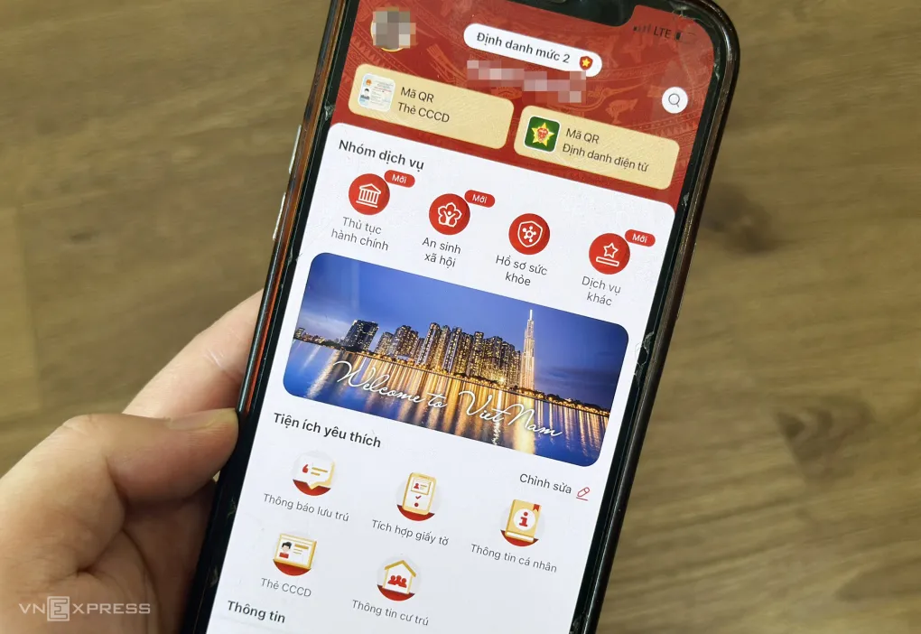 Ứng dụng VNeID trên điện thoại. Ảnh: Phạm Dự