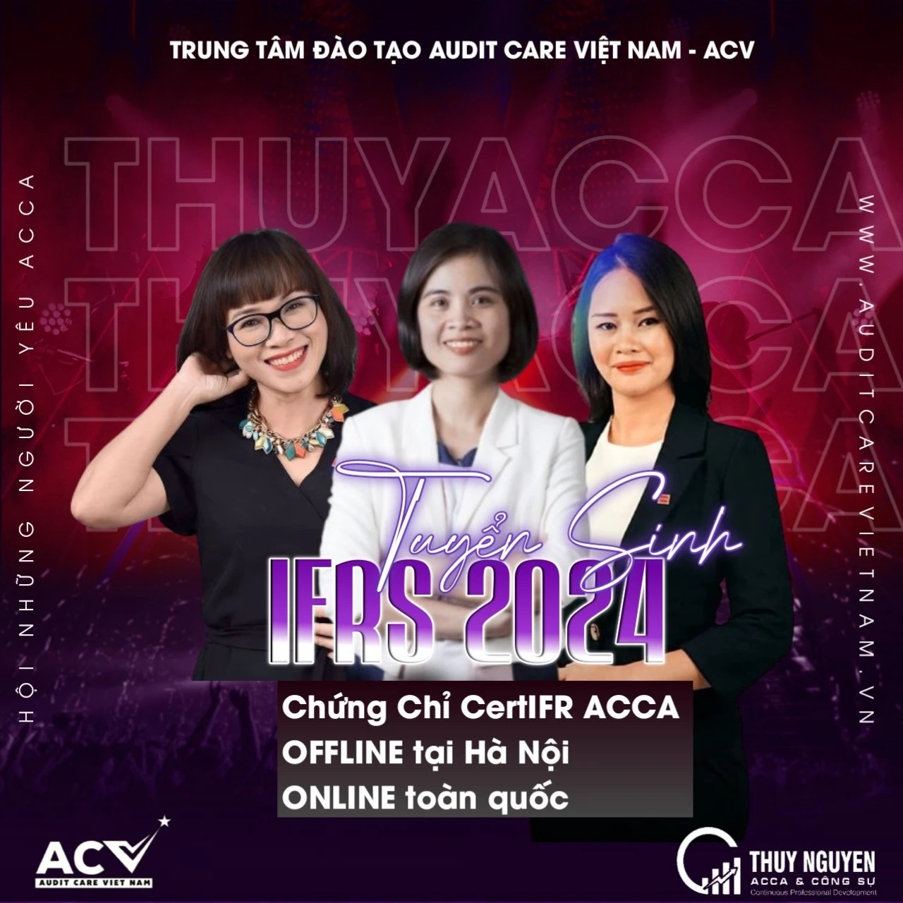 Giảng viên ACCA từ trái sang phải: Thủy Nguyễn, Phương Thảo, Phương Phạm . Nguồn: ACV