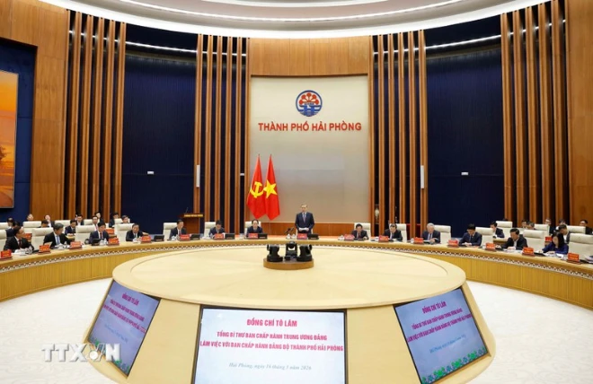 Tổng Bí thư Tô Lâm: Xây dựng thành phố Hải Phòng trở thành trung tâm công nghiệp và cảng biển hiện đại