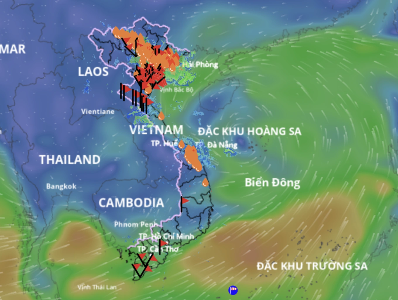 Áp thấp nhiệt đới hình thành, hướng về đất liền nước ta
