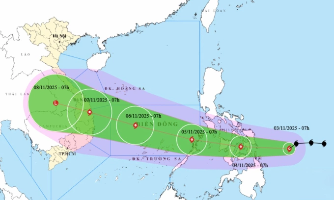 Bão Kalmaegi tăng ba cấp, ngày 5/11 vào Biển Đông