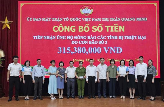 Thị trấn Quang Minh chung tay ủng hộ đồng bào bị thiệt hại do cơn bão số 3 (bão Yagi)