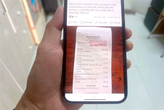 Du khách tố quán cà phê ở Đà Lạt bán đồ uống “giá chát”