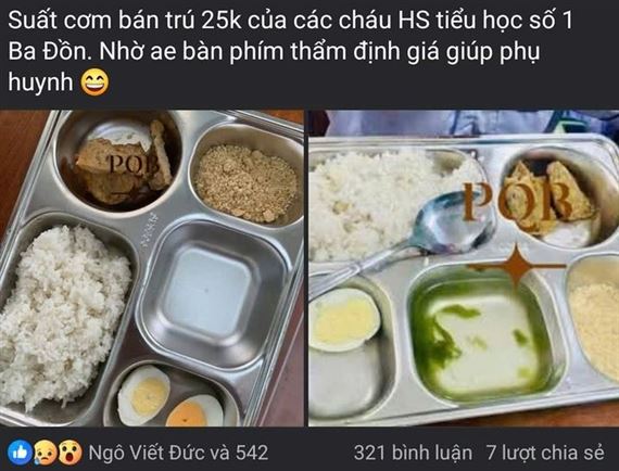 Suất cơm bán trú 25.000 đồng dậy sóng mạng xã hội: Hiệu trưởng xin lỗi