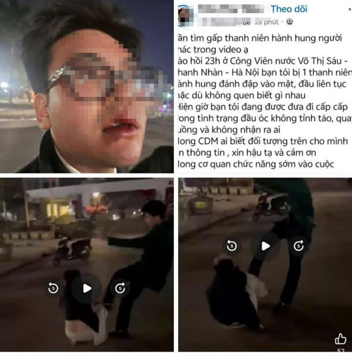 Hà Nội: Công an truy tìm đối tượng đánh nam thanh niên tại công viên